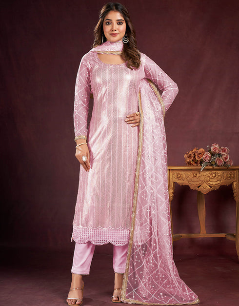 stylish lavender butterfly net designer function wear heavy salwar suit collection with lavender american crepe rt8921-184853 Front View