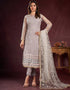 trendy grey butterfly net designer function wear heavy salwar suit collection with grey american crepe rt8921-184855 Front View