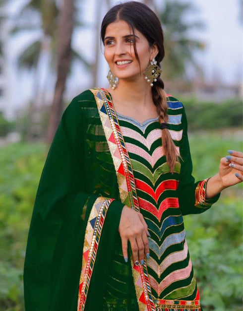 glamorous multi heavy faux georgette trendy fashioner heavy faux georgette salwar suit collection with green heavy santoon rt8957-185007 Close-up View