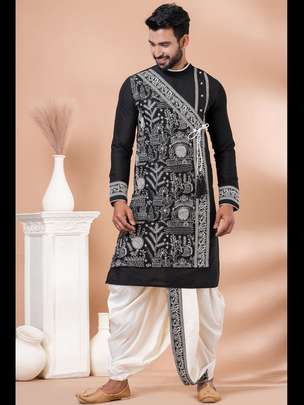 Black Kurta PS -Viscose Dhoti