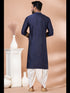 Navy Blue Kurta PS -Viscose Dhoti Closure View