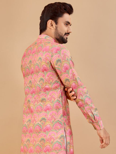 Baby Pink Kurta Premium Soft Cotton Payjama Closure View