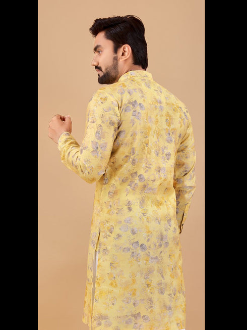 Yellow Kurta Premium Soft Cotton Chudidaar Closure View
