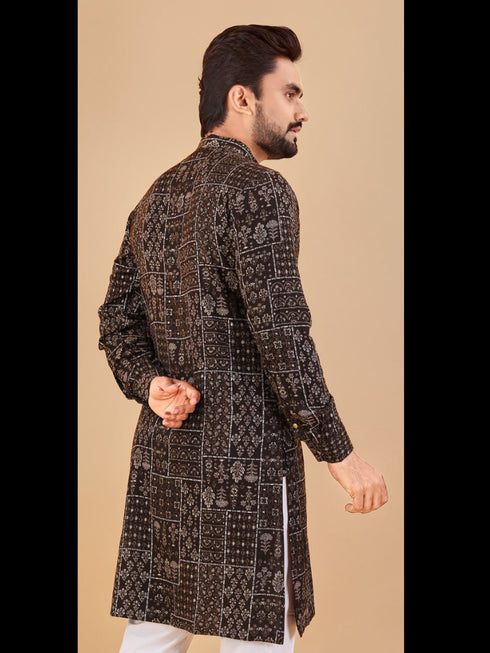Black Kurta Premium Soft Cotton Chudidaar Closure View