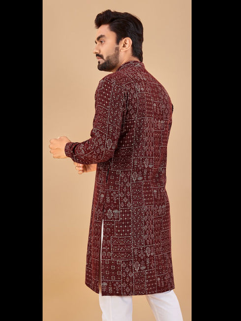 Maroon Kurta Premium Soft Cotton Chudidaar Closure View