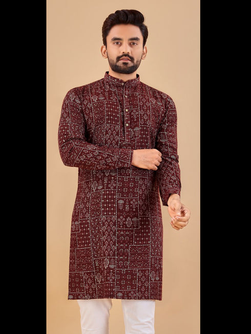 Maroon Kurta Premium Soft Cotton Chudidaar
