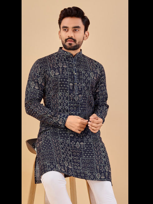 Navy Blue Kurta Premium Soft Cotton Chudidaar