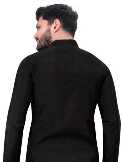 Black Only Kurta Viscose Payjama Closure View