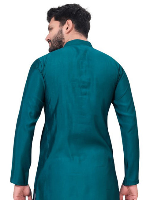 Teal Only Kurta Viscose Payjama Closure View