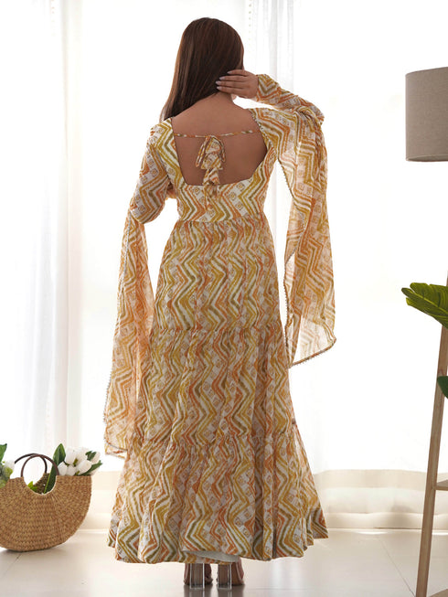 Multi Heavy Pure Soft Fox Georgette Anarkali Dress 192507 Back View