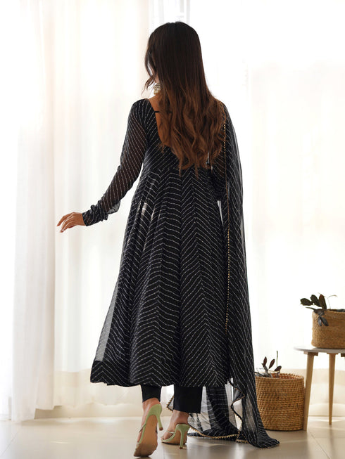 Black Heavy Pure Soft Georgette Anarkali Dress 192646 Back View