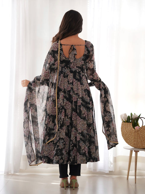 Multi Heavy Pure Soft Georgette Anarkali Dress 192649 Back View