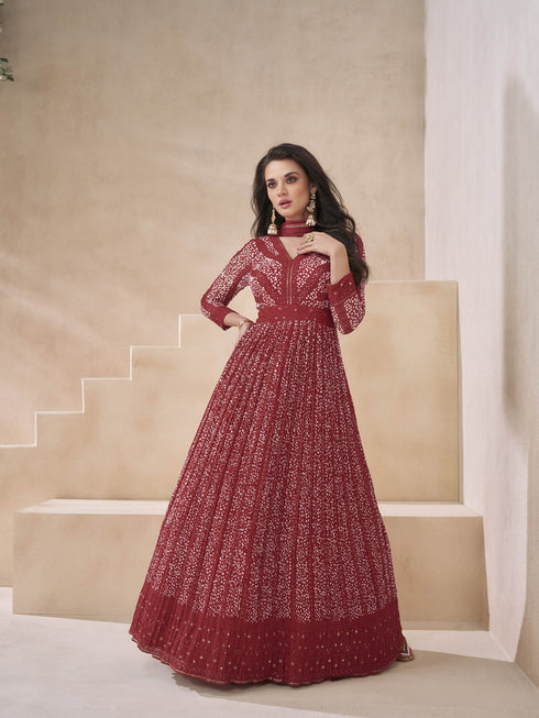 Maroon Real Georgette Anarkali Dress 192850