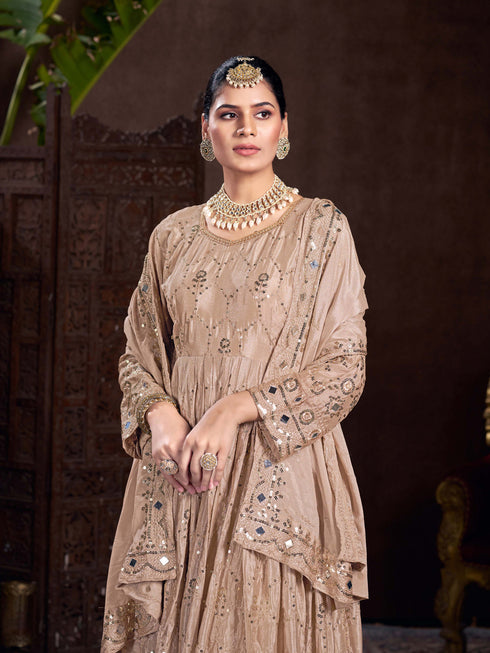 Chiku Heavy Chinon Silk Anarkali Dress 192969 Back View