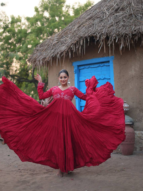 Maroon Rayon Anarkali Dress 193044 Back View