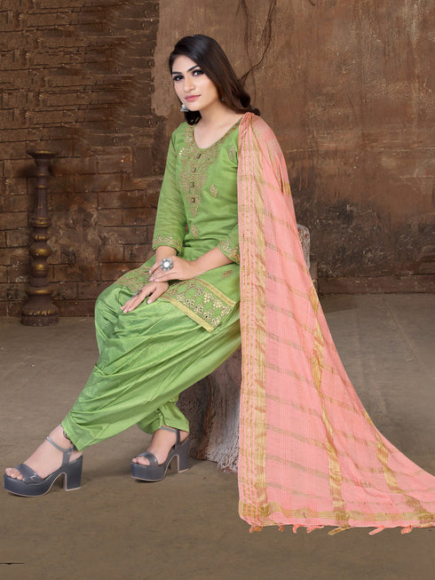 Pista Model Chanderi Patiyala Dress 193863 Closure View