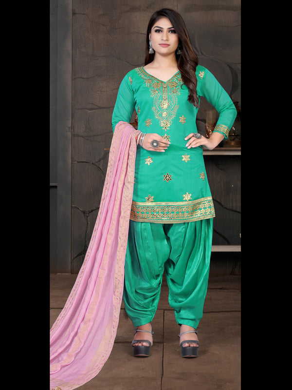 Mint Model Chanderi Patiyala Dress 193867