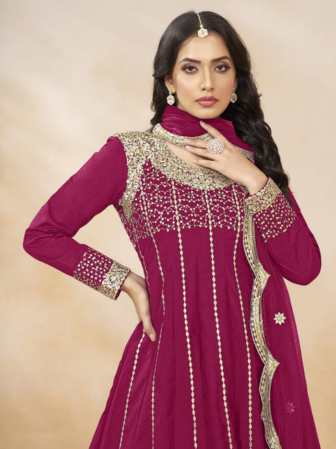 Rani Pink Heavy Art Silk Patiyala Dress 193968 Salwar Kameez