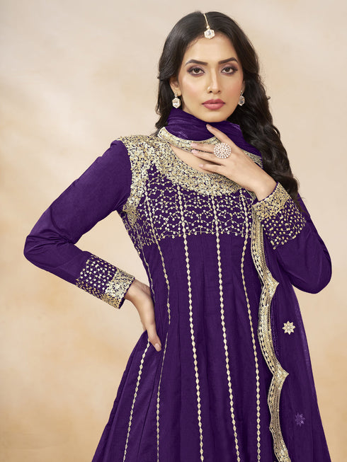 Purple Heavy Art Silk Patiyala Dress 193969 Salwar Kameez