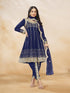 Navy Blue Heavy Art Silk Patiyala Dress 193970 Back View