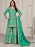 Sea Green Premium Chiffon Sharara Suit 194018