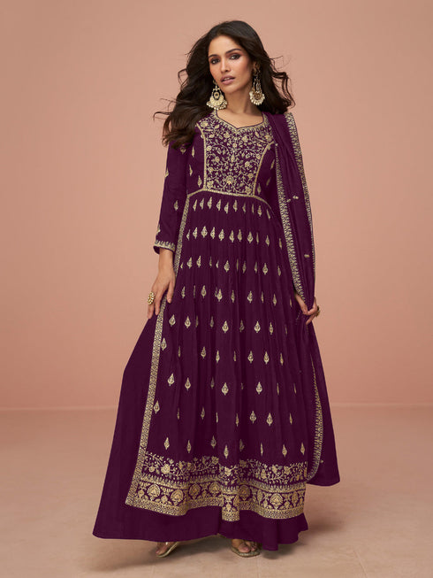 Purple Vichitra Silk Sharara Suit 194237