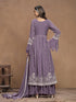 Purple Faux Georgette Sharara Suit 194253 Back View