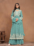 Sky Blue Faux Georgette Sharara Suit 194254