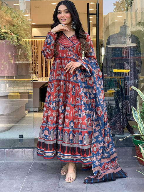 Multi Muslin Anarkali Suit 194907