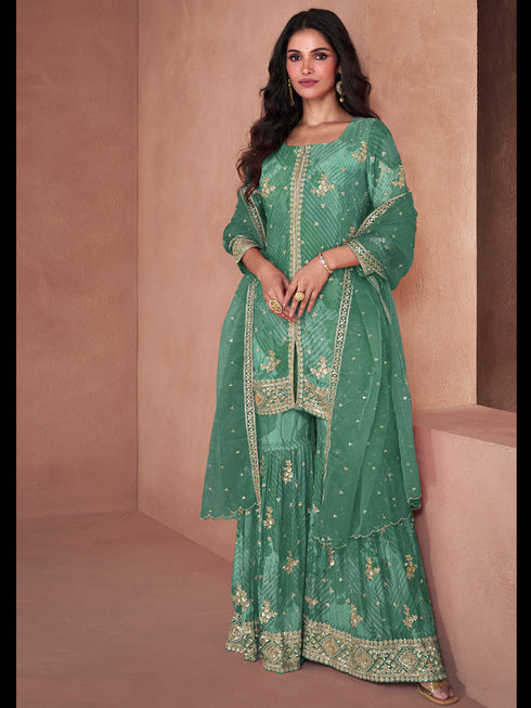 Rama Heavy Fox Georgette Sharara Suit 195051