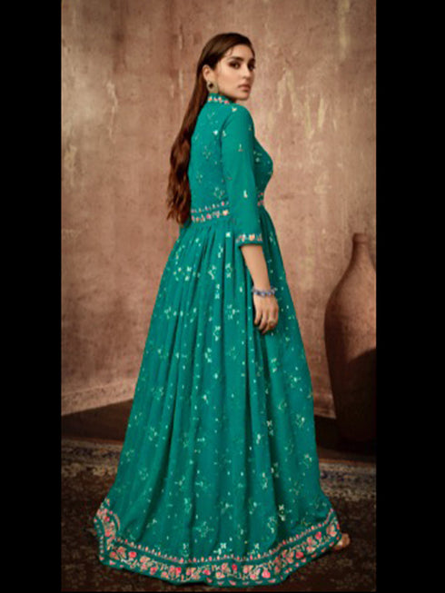 Mint Heavy Georgette Anarkali Dress 195171 Closure View