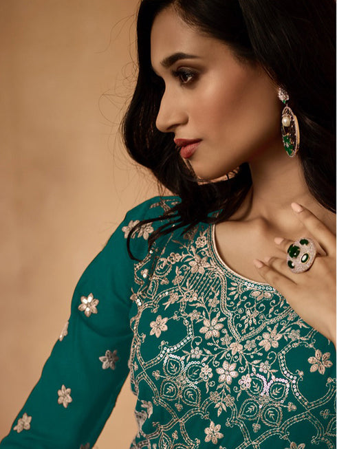 Rama Heavy Georgette Anarkali Dress 195177 Closure View