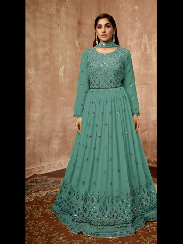Light Mint Heavy Georgette Anarkali Dress 195182