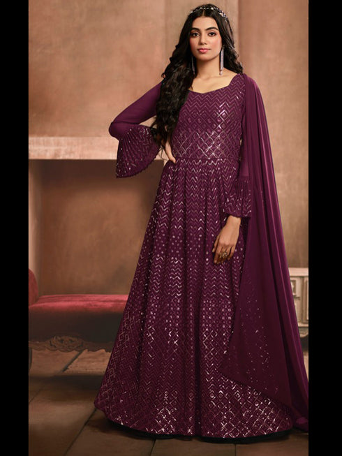 Purple Heavy Georgette Anarkali Dress 195191