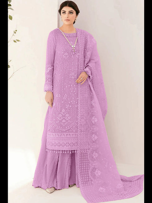 Lavender Heavy Organza Sharara Suit 195675