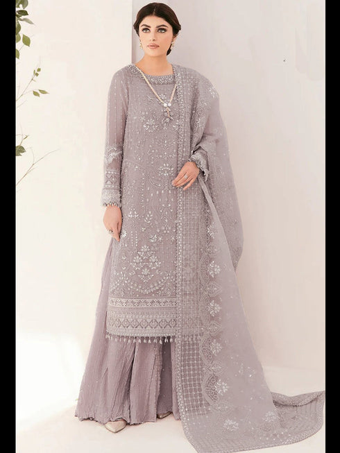 Grey Heavy Organza Sharara Suit 195677