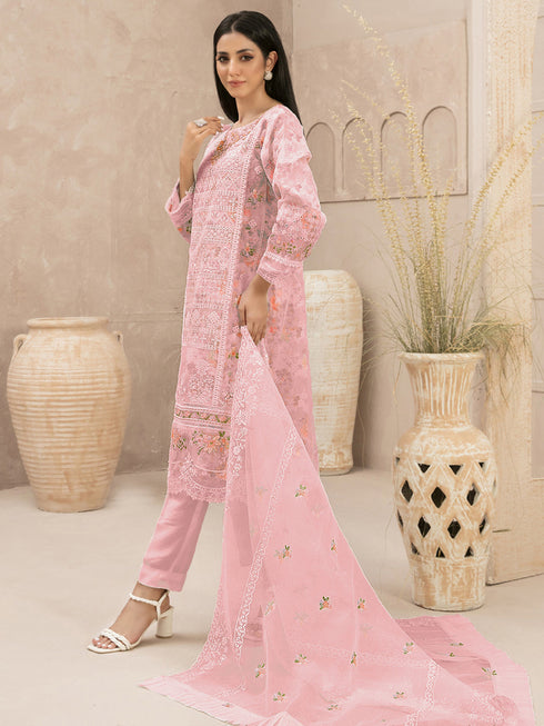 Light Pink Heavy Organza Pant Suit 199571 Closure View