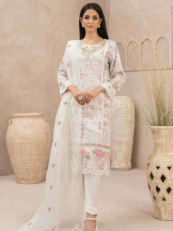 White Heavy Organza Pant Suit 199572