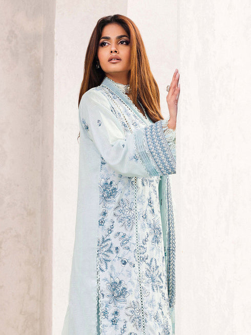 Sky Blue Heavy Cotton Pant Suit 199582 Closure View