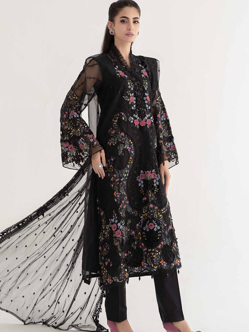 Black Heavy Cotton Pant Suit 199583 Closure View