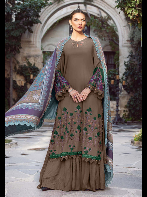 Brown Rayon Palazzo Suit 199769 Closure View