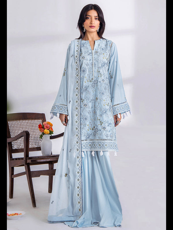 Sky Blue Heavy Cotton Palazzo Suit 199775