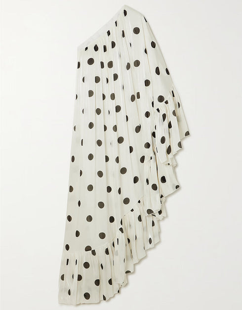 Designer Party Wear Off Shoulder Maxi Dress Off White Premium Twill Chiffon Maxi Dress Back View