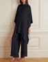 Designer Party Wear Readymade One Piece Black Korean Nida Pant Suit Front View
