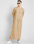 Beige Thobes Cotton Blend Plain Solid Work
