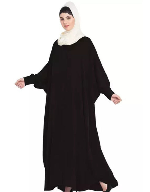Trendy Front open and cuff with self button butterfly Kaftan In The Shade of Black