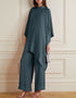 Designer Party Wear Readymade One Piece Saphire Korean Nida Pant Suit Front View