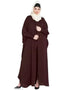Chic Self-Buttoned Cuffs and Front Opening Butterfly Kaftan In the Shade of Dark Brown