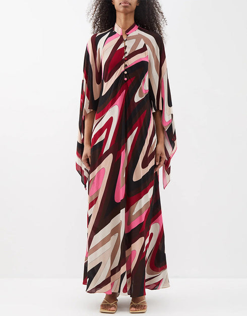 Designer Party Wear Maxi Dress Red French Moss Maxi Dress Front View