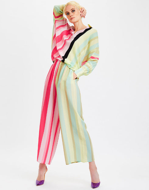 Designer Readymade Co-Ord Sets With Collar Cuff Shirt Style Light Grey Soft Silk Crepe Pant Suit Front View